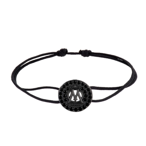 Pulsera de hombre con cordón de circonitas negras