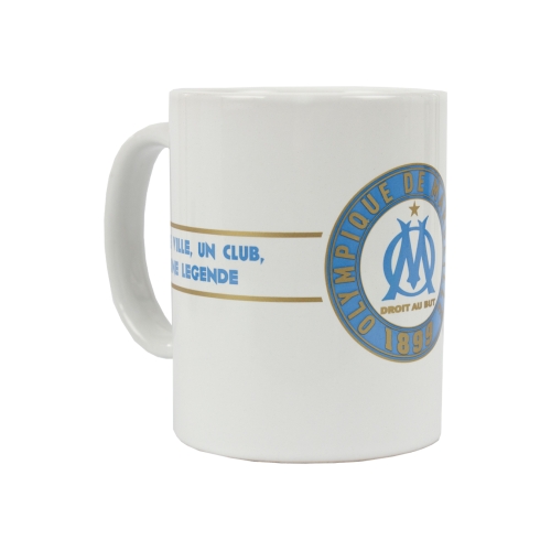 Taza de cerámica blanca con logotipo OM