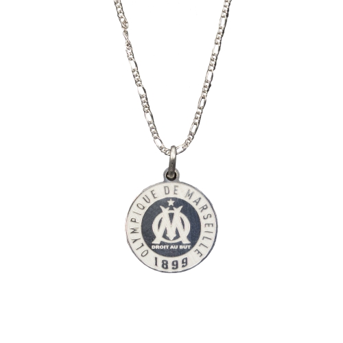 Colgante OM medalla logo redondo plata